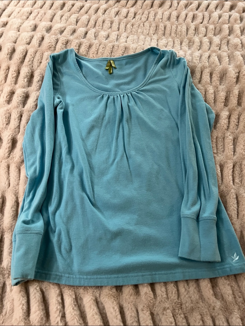 aerie Light Blue Long Sleeve Scoop-Neck Top